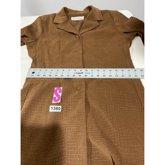 Womans Susan Ross Design Size 12 Brown Button Up Velour Long Coat - Picture 7 of 9